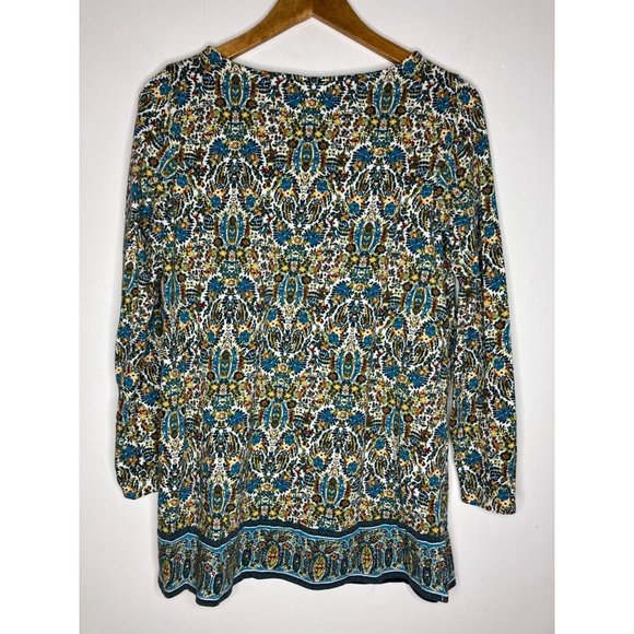 J. Jill Women's Medium Long Sleeve Floral Tunic Top - Picture 9 of 10